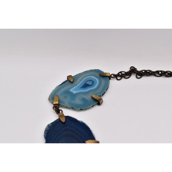 Vintage Natural Blue Agate Slice Linked Belt Chunky Heavy Chunky 20\